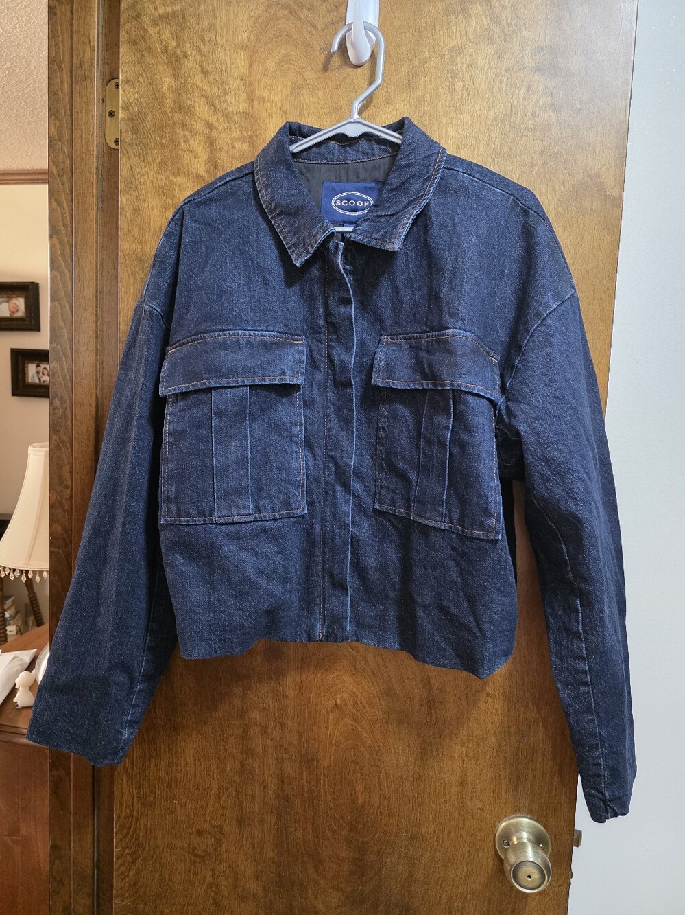 NWT Scoop Cropped Oversized Blue Jean Jacket XL